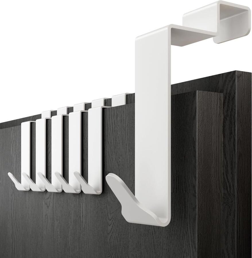 Premium deurhaken 6-delige set wit om op te hangen aan binnenkant deur deurkapstok kledinghaken hoge draagkracht