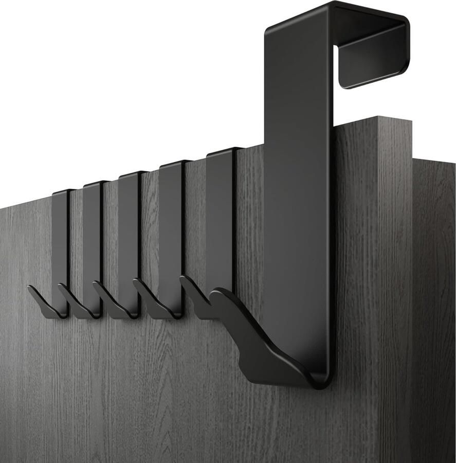 Premium deurhaken in 6-delige set zwarte deurhaken om op te hangen met een hoge draagkracht functionele kledinghaken voor deur als deurkapstok om op te hangen deurhakenlijst om op te hangen