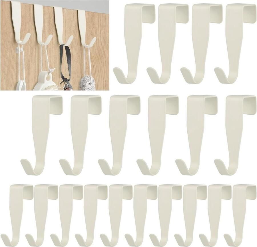 Premium Deurhaken Set van 20 stuks Wit Robuust en Geschikt voor Kast- en Kamerdeur