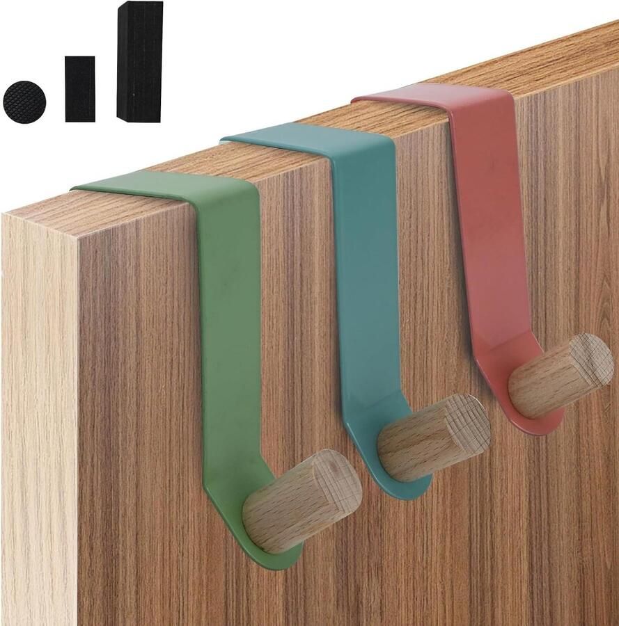 Premium Deurhaken Set van 6 stuks voor Universele Deurkapstok Robuust en Omkeerbaar Ideaal voor Kleding Kransen en Jassen 46 mm Haken met Sponzen