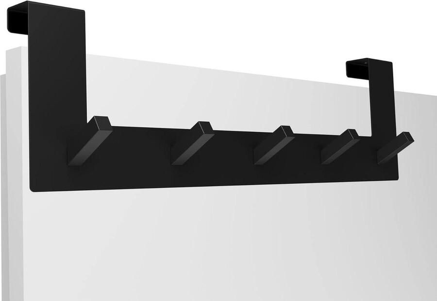 Premium deurkapstok met uniek haakdesign deurhakenlijst voor standaard deurvouw tot 21 cm kledinghaak deur zwart mat inclusief gratis e-book
