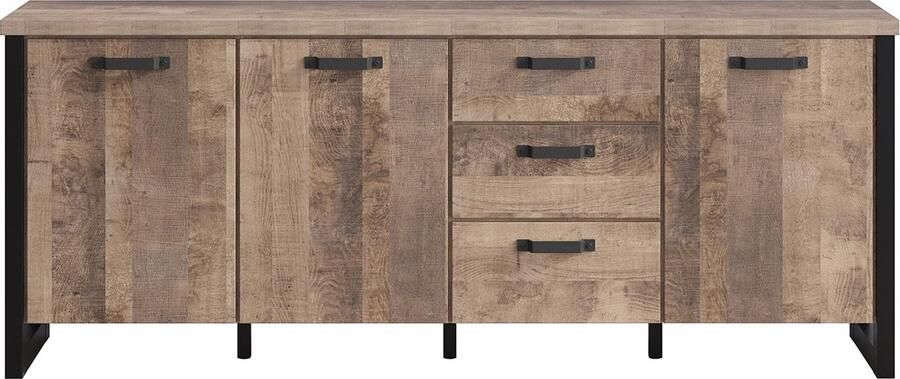 Rootz Living Rootz Premium Dressoir Stijlvol meubelstuk voor woondecoratie Stijlvol buffet Chique kast Moderne kast Trendy kast Eigentijdse planken Bruin en zwart 214 x 86 x 45 cm