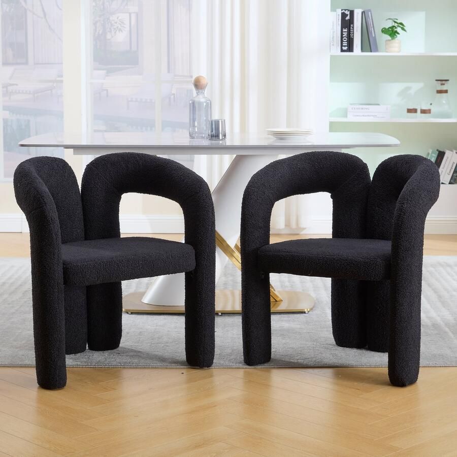 Pugsdrly Hoogwaardige ergonomische fauteuil met exclusieve Teddy-bekleding (set van 2) – Uniek ontwerp doordachte rugleuning en ombouwbaar voor in de woonkamer of thuiskantoor. Maximaal comfort