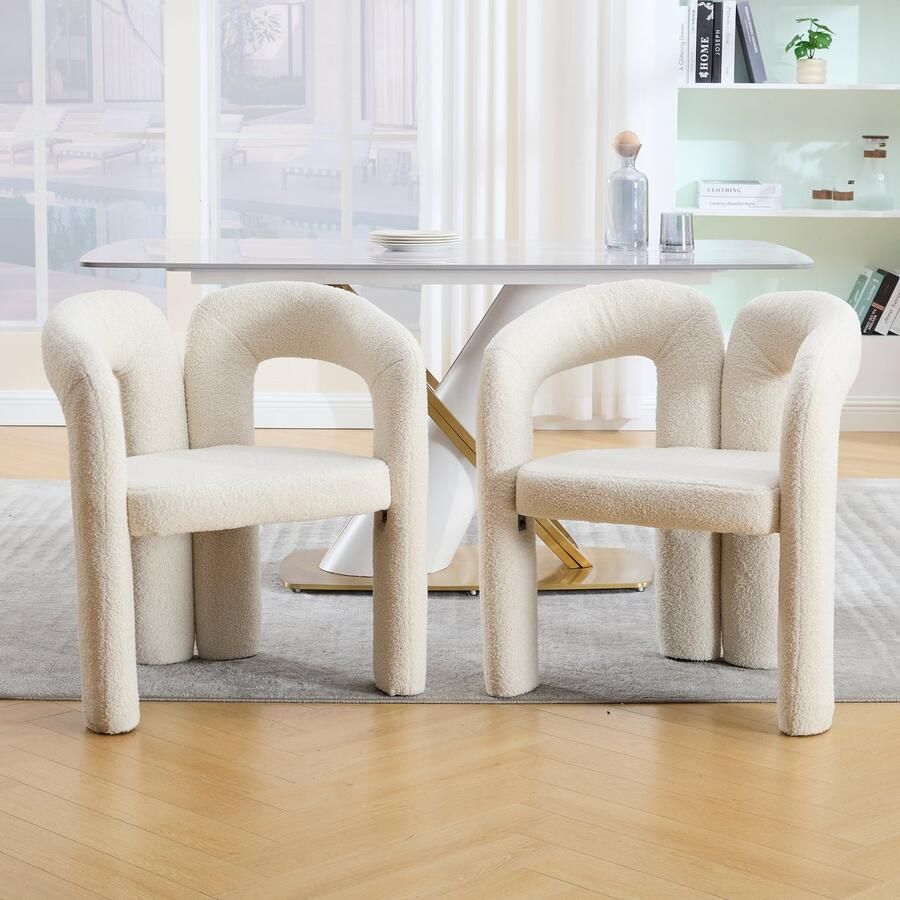 Pugsdrly Hoogwaardige ergonomische fauteuil met exclusieve Teddy-bekleding (set van 2) – Uniek ontwerp doordachte rugleuning en ombouwbaar voor in de woonkamer of thuiskantoor. Maximaal comfort
