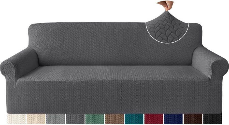 Premium Fashion Design Extra Large Sofa Covers 4-Seater Anti-Wrinkle High Stretch Couch Covers Oversized Furniture Cover for Living Room (4-Seater Grey)