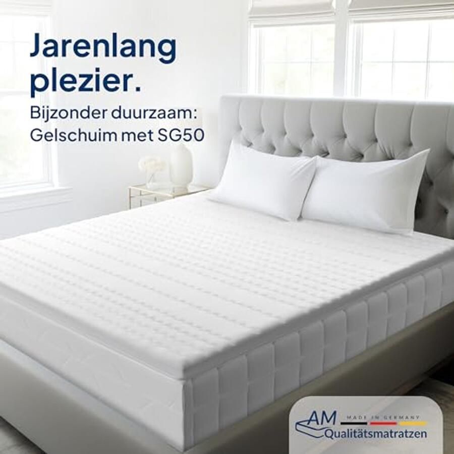 Premium Gelschuim Topper 180x200cm Hoogte 6 cm Comfortabele Memory Foam Matras Topper met TENCEL Hoes