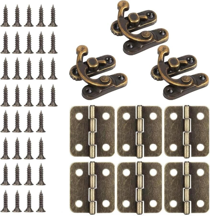 Premium Haak Met Schroeven Antieke Brons DIY Decoratie Tas Hasp Houten Hasp Sieraden Box Lade Ritssluiting Kast Set Van 3