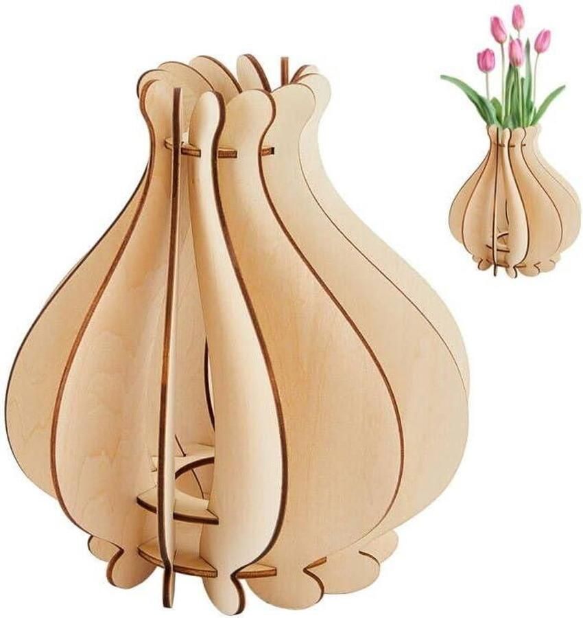 Premium Houten Bloemenvaas Bouwpakket 15 5 x 18 cm Display Vaas voor Tafels Schattige Bloemenvazen Decoratie Thuis Kantoor Bureau