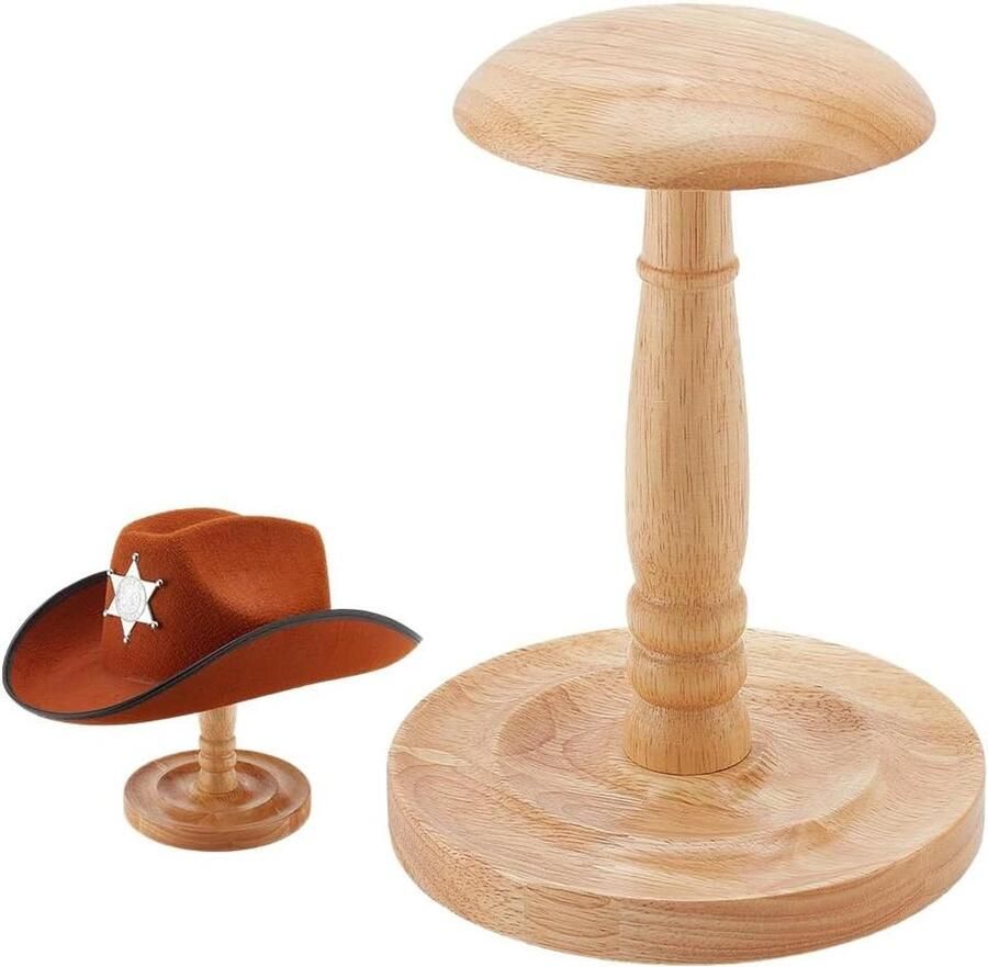 Premium Houten Hoedenstandaard voor Tabletop Display Rustieke Hoedenplank voor Hoed Showcase Cowboyhoedhouder Pruikstandaard
