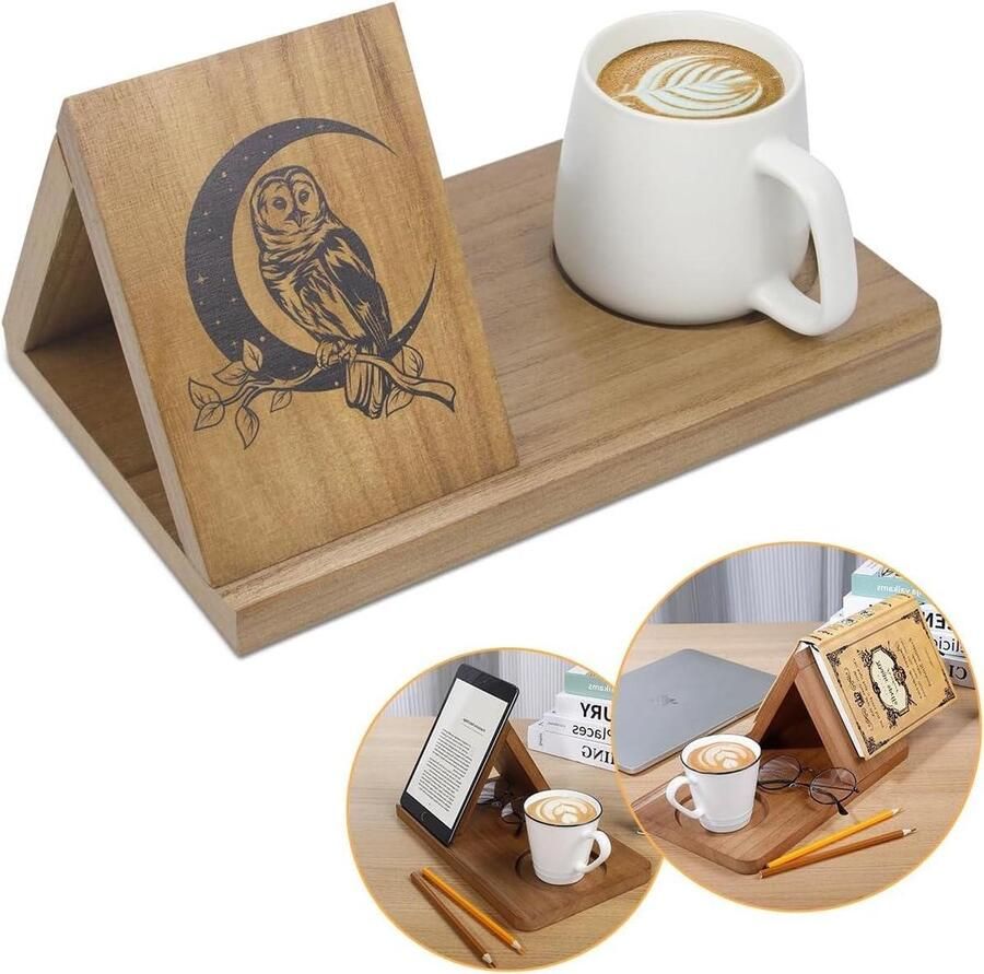 Premium Houten Leesplank Driehoek Boekhouder Eenvoudige Boekenkast voor Slaapkamer Nachtkastje Bureau Decoratie voor Koffie en Boekenliefhebbers