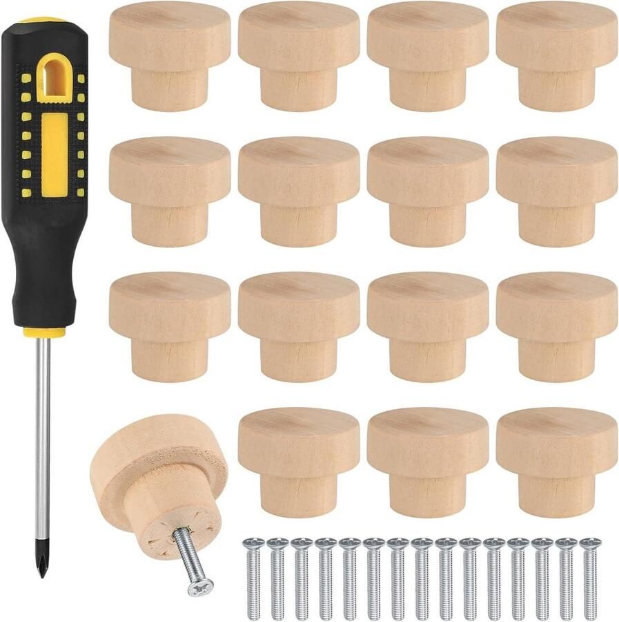 Premium Houten meubelknoppen 35 mm deur ladegrepen Set van 16 stuks Voor commode meubels laden kasten