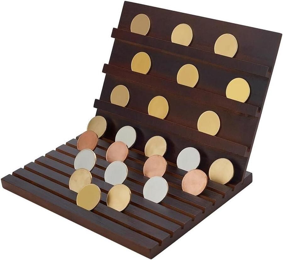 Premium Houten munten vitrine voor bureau opslag en verzamelaars rechthoekig design 22 x 30 x 22 cm