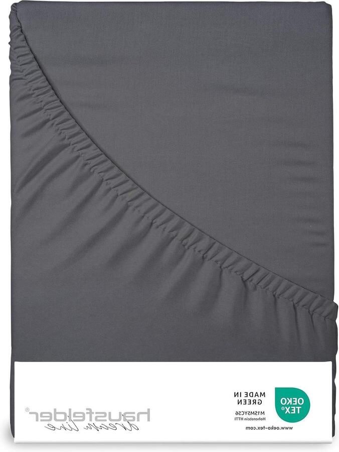 Premium Hoeslaken 140x200cm tot 160x200cm Jersey Katoen Oeko-TEX 15 tot 25cm Matras Hoogte Antraciet-Zwart matrasovertrek