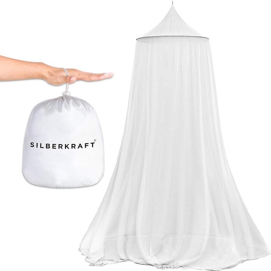 Premium klamboe inclusief kleefhaken XXL voor tweepersoonsbed bedhemel met ritssluiting als muggenbescherming muggennet voor op reis en thuis met draagtas