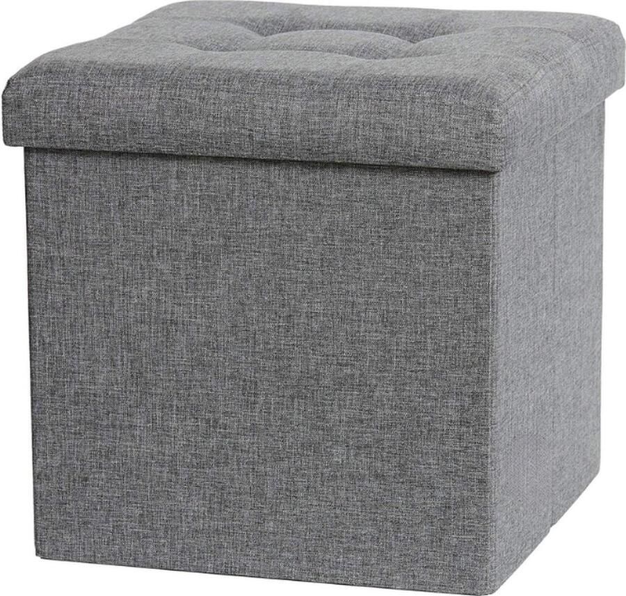 Premium Kruk met opbergruimte Hoogwaardig stof Comfortabel en extra stabiel Grijs 38x38x38 cm