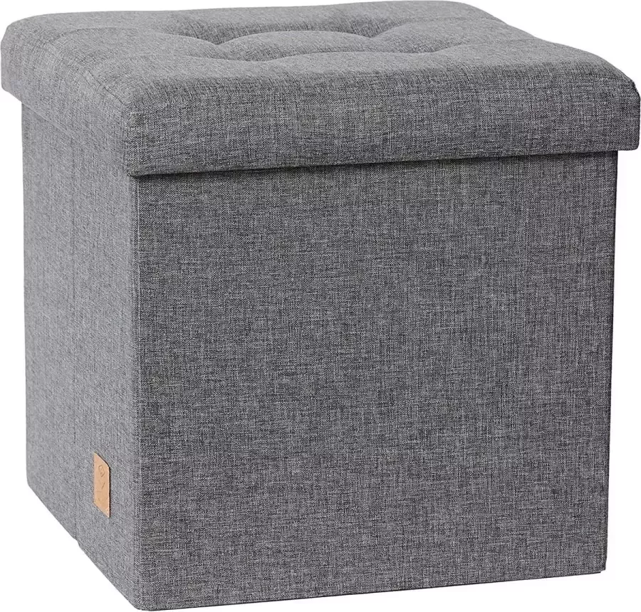 Premium kruk met opbergruimte kruk van hoogwaardige stof comfortabel en extra stabiel grijs 38 x 38 x 38 cm