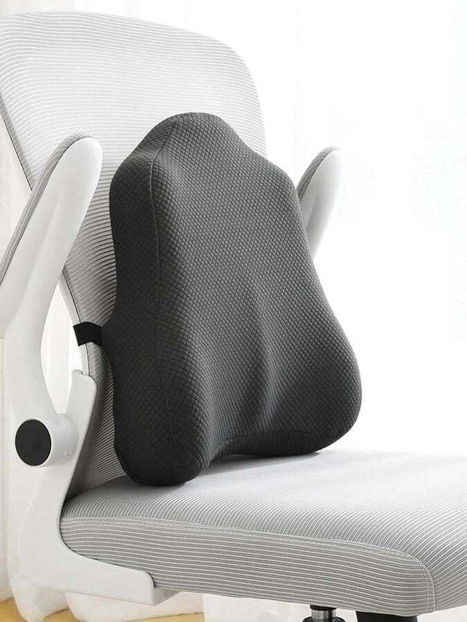Premium Lendenkussen met traagschuim voor auto bureaustoel en rolstoel ademende lendensteun verstelbare riem donkergrijs machinewasbaar