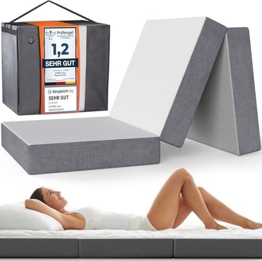 Premium Logeermatras Modern Vouwmatras incl. draagtas met memory foam zachte hoes Perfect als comfortabel matras gastenmatras opklapbed reismatras