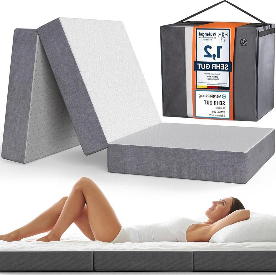 Premium Logeermatras Moderne Vouwmatras incl. draagtas met memory foam zachte OEKO-TEX hoes Perfect als comfortabel matras gastenmatras opklapbed reismatras vouwbed van Nieuw model vouwmatras