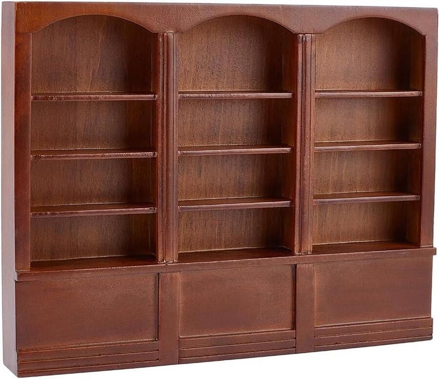 Premium Miniatuur Houten Boekenplank 1:12 Schaal Bruin Decoratieve Mini Boekenkast Display Plank Houten Vitrine Kast voor Meubelaccessoires