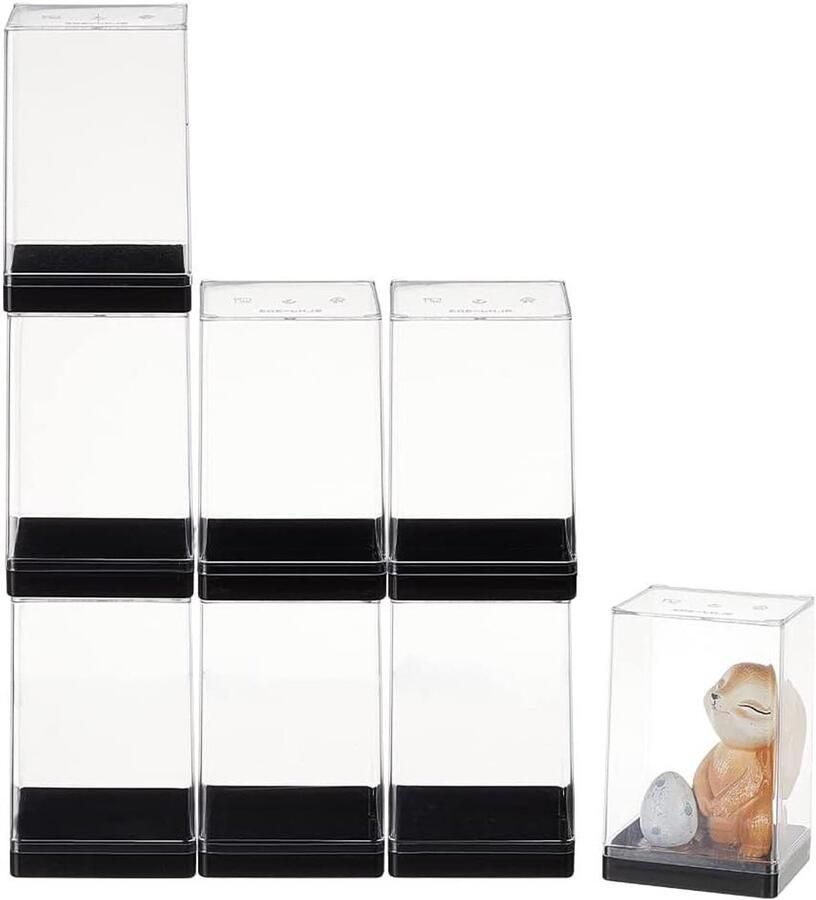 Premium minifiguren vitrinekast met zwarte basis opslag displaybox voor actiefiguren 6 4 x 5 6 x 9 7 cm