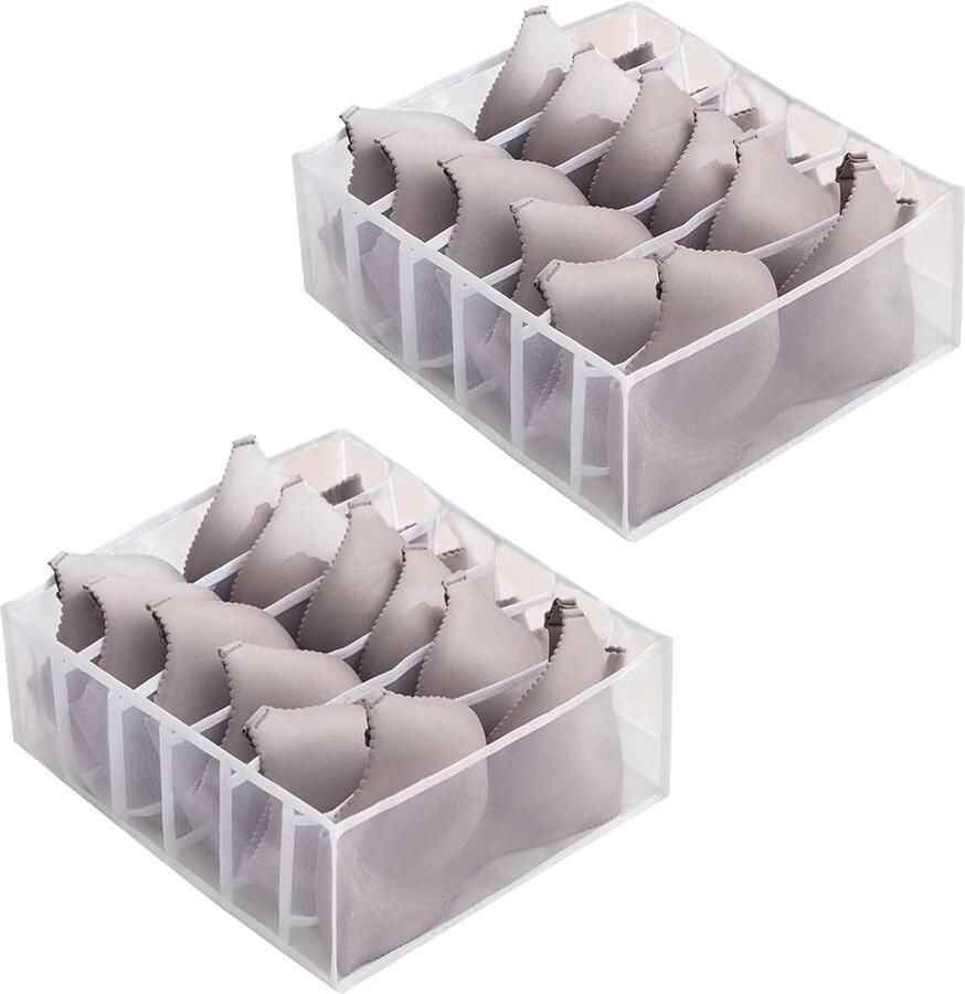 Allecto Plus Pack van 2 Opbergers voor Ondergoed Opvouwbare Kledingkast Organizer Ruimtebesparende Opberger voor Ondergoed Sokken Stropdassen