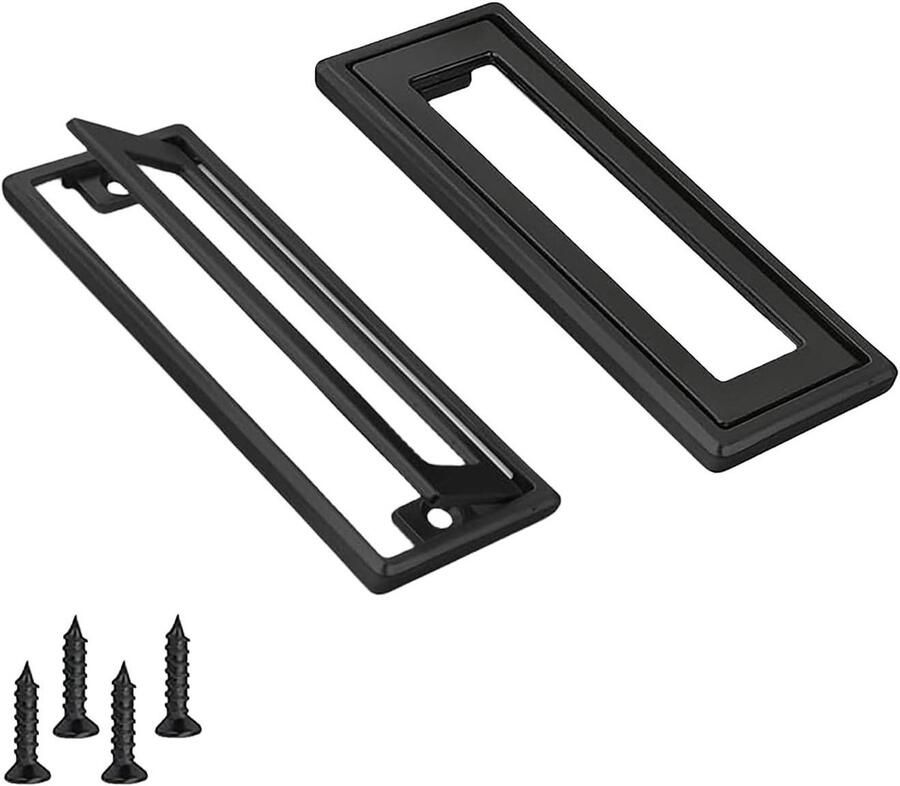Premium Set van 2 schuifdeurklinken met verzonken trekgrepen voor keukenkasten Zinklegering inbouw deurtrekgreep Verzonken lade trekgreep in zwart