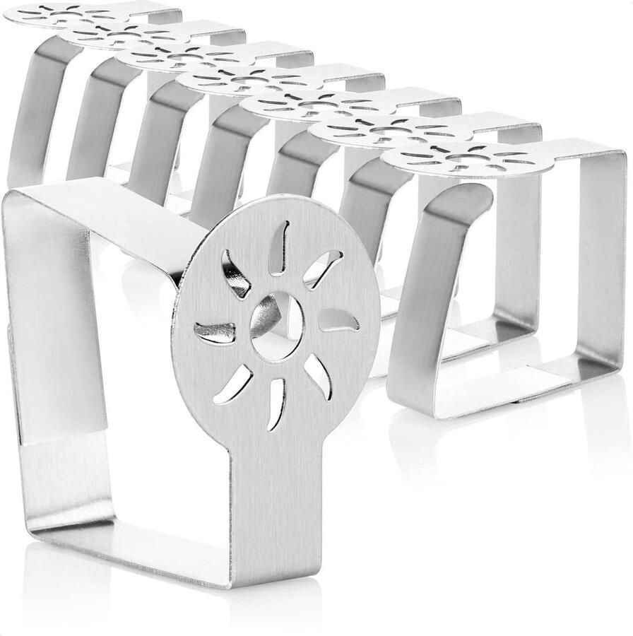 Premium Stainless Steel Tablecloth Clips Set of 8 Holders for Table Linen Indoor Outdoor Metal Clips Sun Theme Pack of 8 Tablecloth Clamp