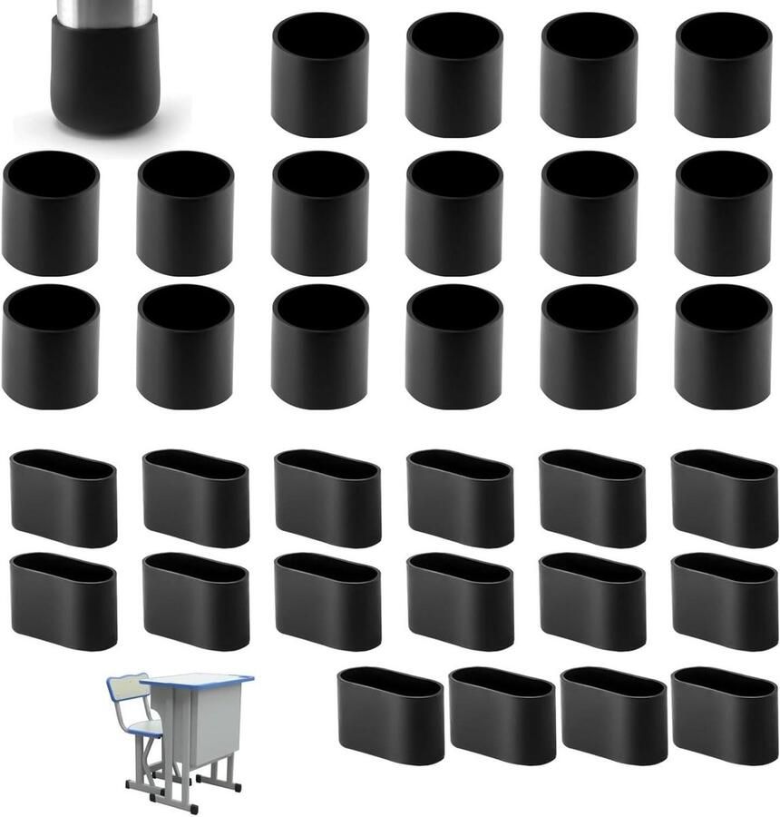 Allecto plus Stoelpootdoppen voor tuinstoelen rond en ovaal 20 mm 32 stuks_YELLOWMARK_ vloerbescherming beschermt zitpoten