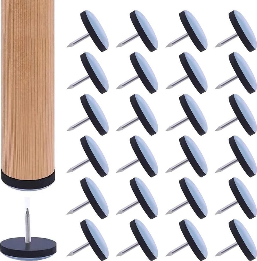 Premium Stoelpoten met Spijker Anti Kras voor Meubels 24 stuks Stoelpoot beschermers vloerbeschermers 24 stuks 25 mm Stoelpoot Doppen – met Anti-Kras Vilt – Stoelpoot beschermers