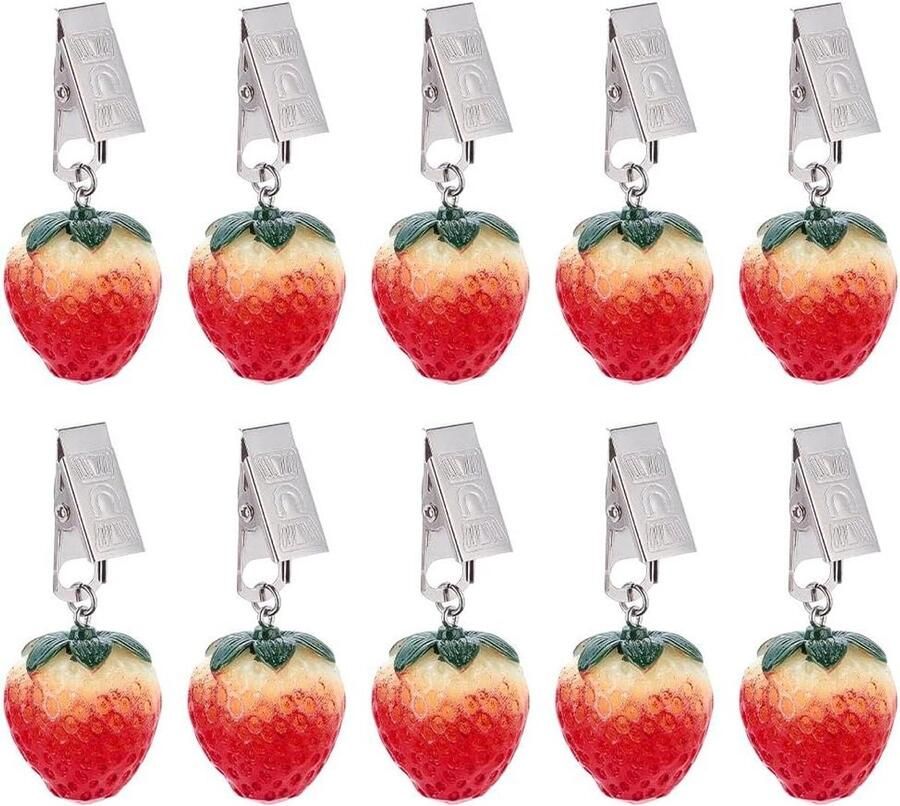 Allecto plus Tafelkleed Gewicht Clips Aardbei Design Set van 10 Decor Outdoor Party Bruiloft Picknick Handige Tafelkleed Clips met Hangers Geschikt voor verschillende Tafelkleden
