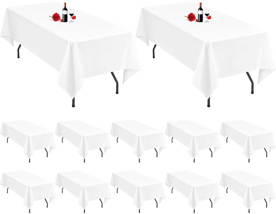 Premium tafelkleed wit set van 12 153 x 260 cm polyester