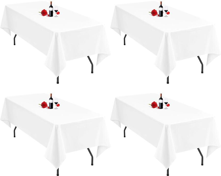 Premium tafelkleed wit set van 4 153 x 260 cm polyester