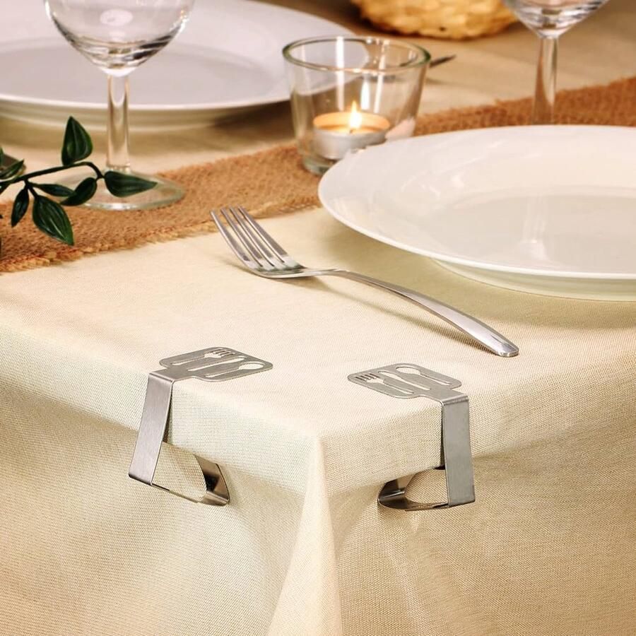 Premium tafelkleedclips roestvrij staal set van 8
