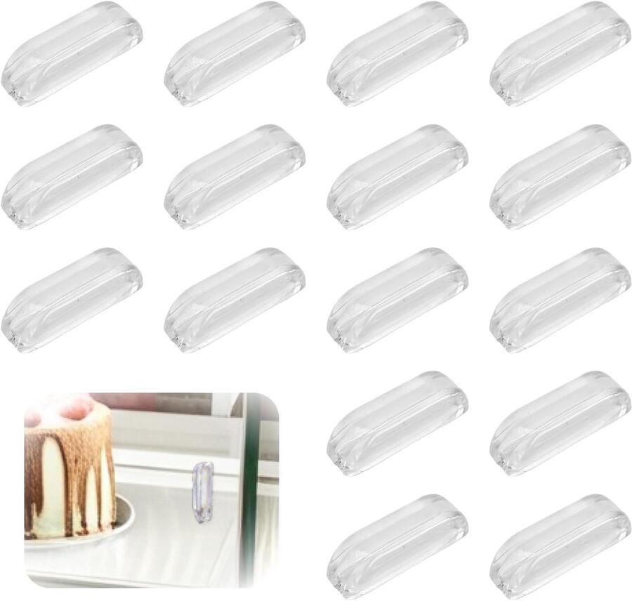 Allecto plus Transparante Acryl Mini-handgrepen (Set van 16) voor Spiegels Kasten en Decoraties Zelfklevend en Eenvoudig te Installeren (29 8 x 8 7 mm)