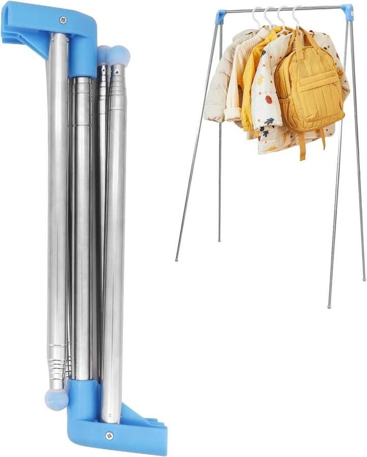 Premium Uittrekbare Kledingstang Draagbaar Inklapbaar Wasrek voor Op Reis Verstelbaar Licht Kledingrek Organizer voor Camping en Meer