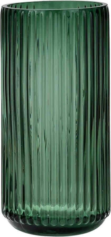 Premium verdikte groene glazen vaas 20 cm geribbelde glazen bloemenvaas rustieke woondecoratie decoratieve vazen bloemen moderne boerderij plank mantel tafel