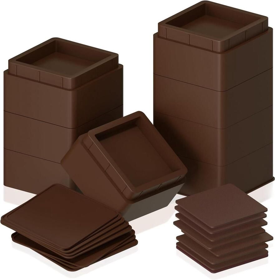 Premium verstelbare meubelen Riser 8 Stukset 5 inch tot 10 inch Bed Tafel Stoel of Sofa Riser (Bruin) furniture risers