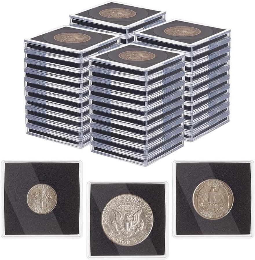 Premium Verstelbare opbergdozen voor munten (50 stuks) met EVA-sponzen Verschillende maten Munten verzamelen