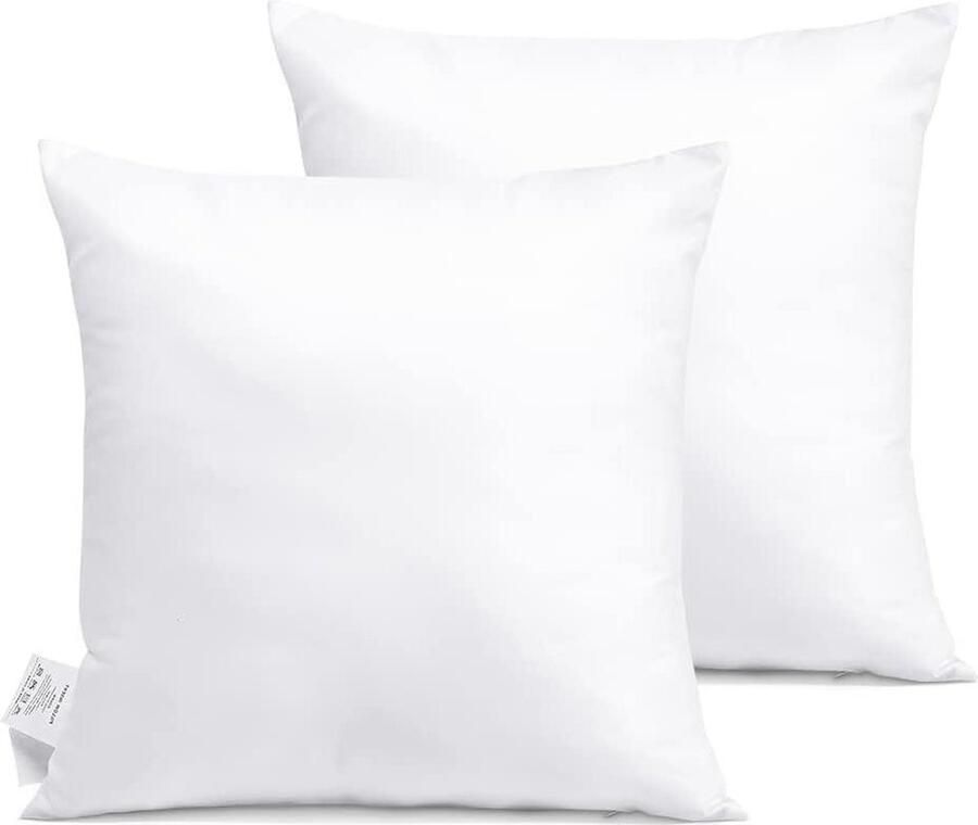 Premium vierkante kussens 40 x 40 cm Set van 2 decoratieve kussenvulling voor bank bed standaard wit. binnenkussen 40x40