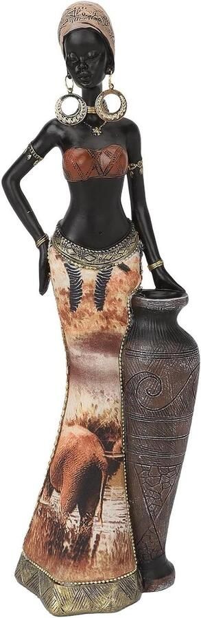 Premium Vrouw sculptuur hars Afrikaanse beelden 30 cm tribal dame beeldje vaas decoratie verzamelobjecten voor planken tafels en bureaus