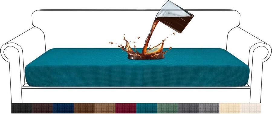 Granbest Premium waterdichte bankovertrek highstretch jacquard stoelkussenbescherming bankstoelhoes voor bank (4-zits blauwgroen)