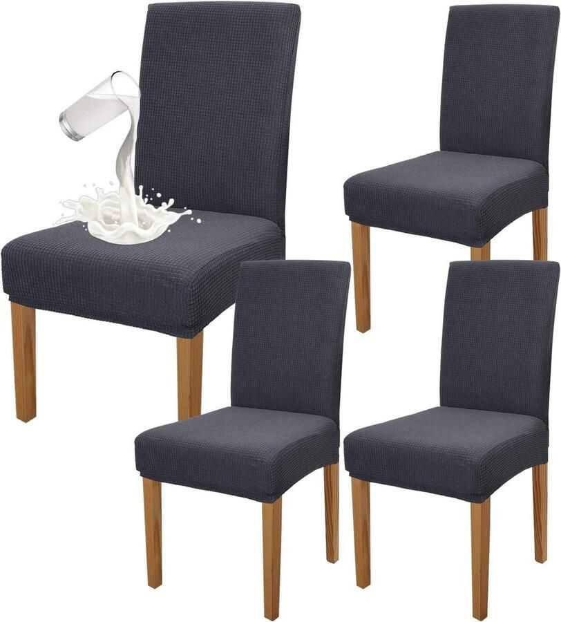 Premium waterdichte eetkamerstoelhoezen Set van 4 Grijs Stretchmaterialen