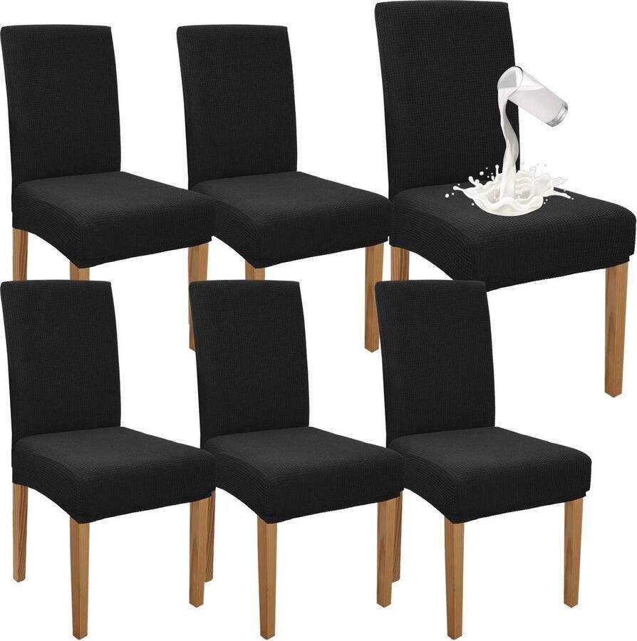 Premium waterdichte eetkamerstoelhoezen set van 6 Elastische hoge rugleuning slipcovers voor huiskamer en keuken