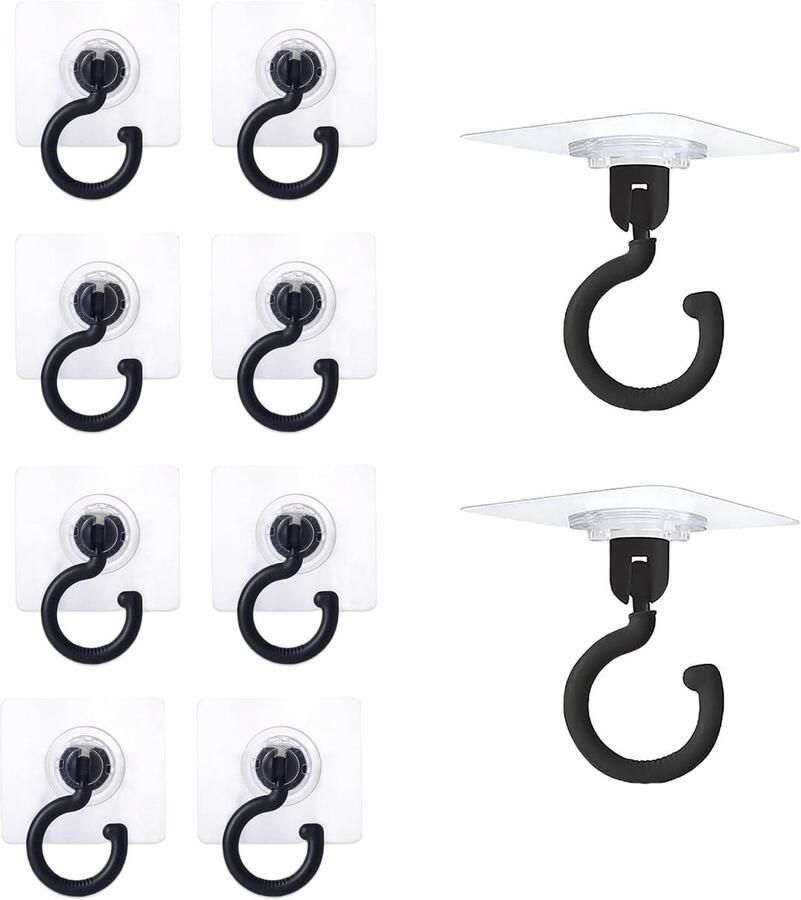 Premium Zelfklevende Plafondhaken Set van 10 Stuks voor Zware Belasting Hangende Handdoeken en Keukenhaken Geen Schade Onder Kast Wandhaken met Kleverige Laag