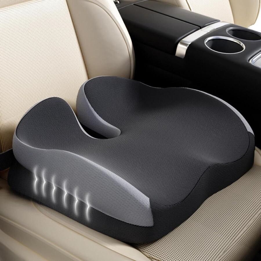 Premium Zitkussen voor Rugsteun en Stuitbeen Ergonomisch Traagschuim Kussen Antislip voor Bureaustoel Autostoel en Rolstoel