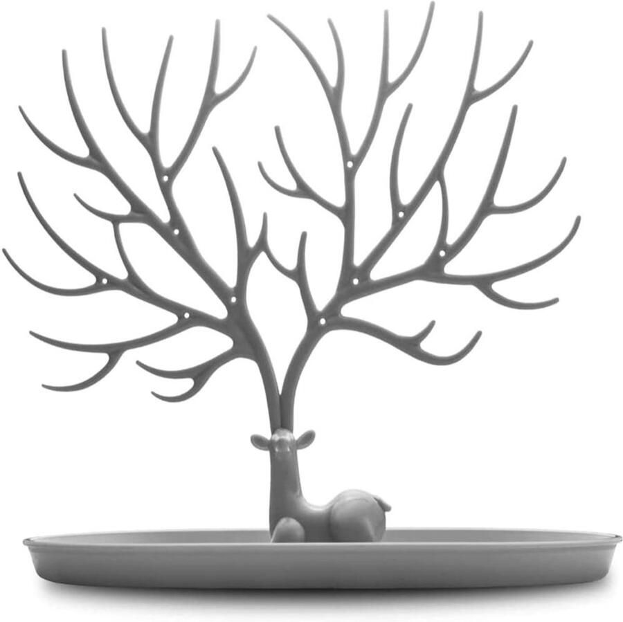 Prijs Van Creatieve Sieraden Sieradenboom Met Houten Voet 2 In 1 Ontwerp Met Siergewei En Schaaltje Voor Sieradenopslag 1 Stuk Kamer Badkamer Bureau