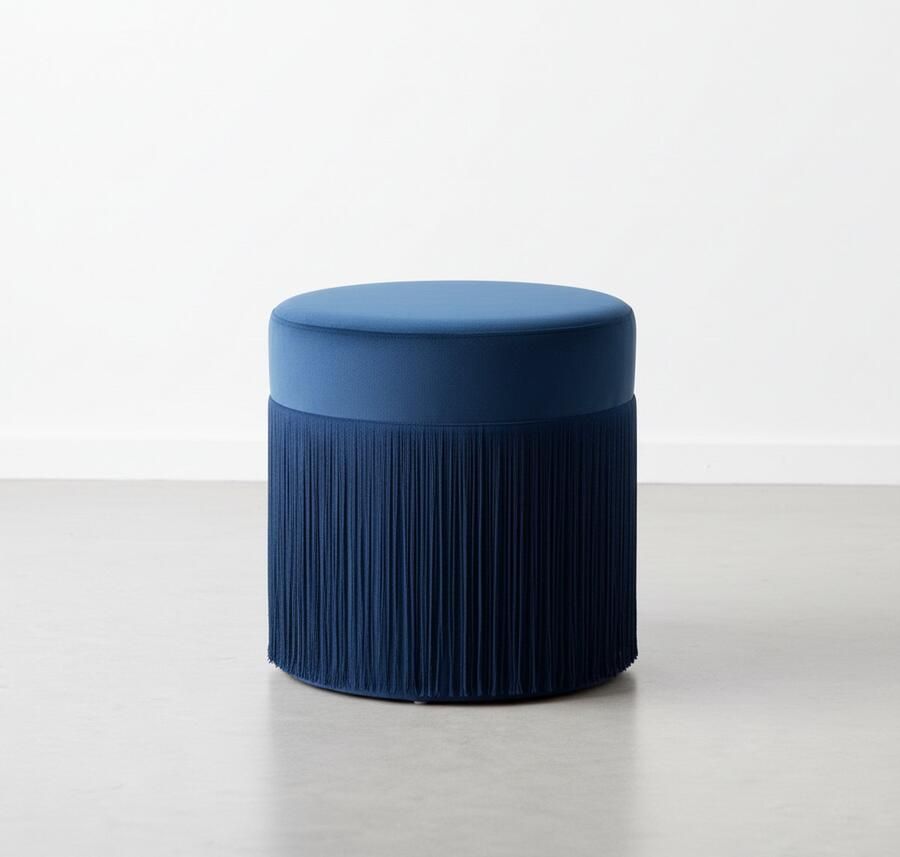 Primaro Fluwelen Kruk – Velvet Poef Stijlvolle Velvet Kruk Met Franje- Zacht Kwaliteit- Kruk voor Woonkamer Slaapkamer en Hal