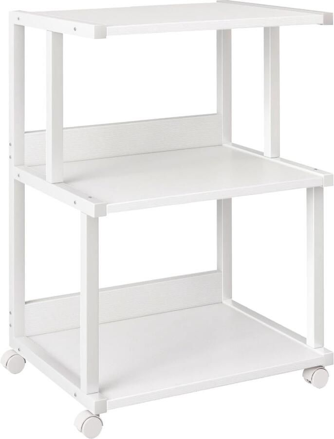 Retadou Printerstandaard met plank 3-traps printtafel met wielen printerwagen voor thuis kantoor rolcart standaard voor hittepers magnetron en mini-koelkast