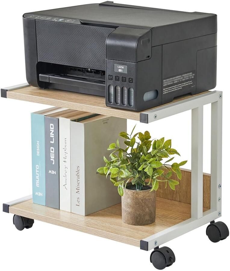 Printerstandaard onder bureau ruimtebesparend 1 stuk licht hout